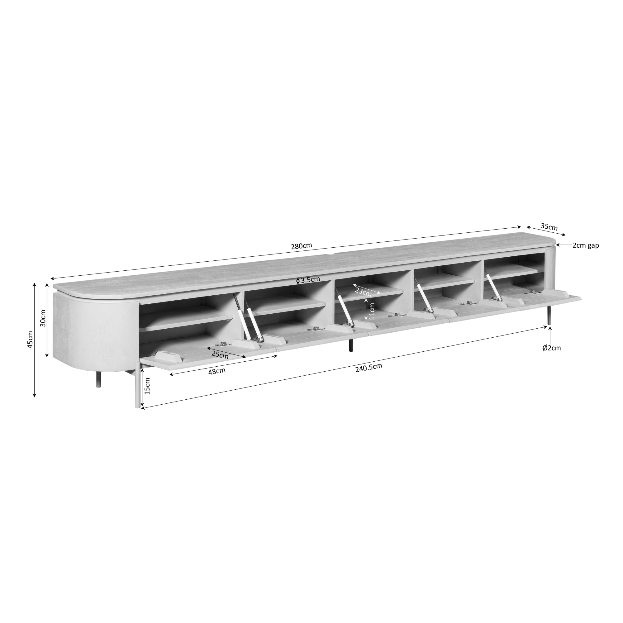 Tv meubel Excellent Brown | 280 cm