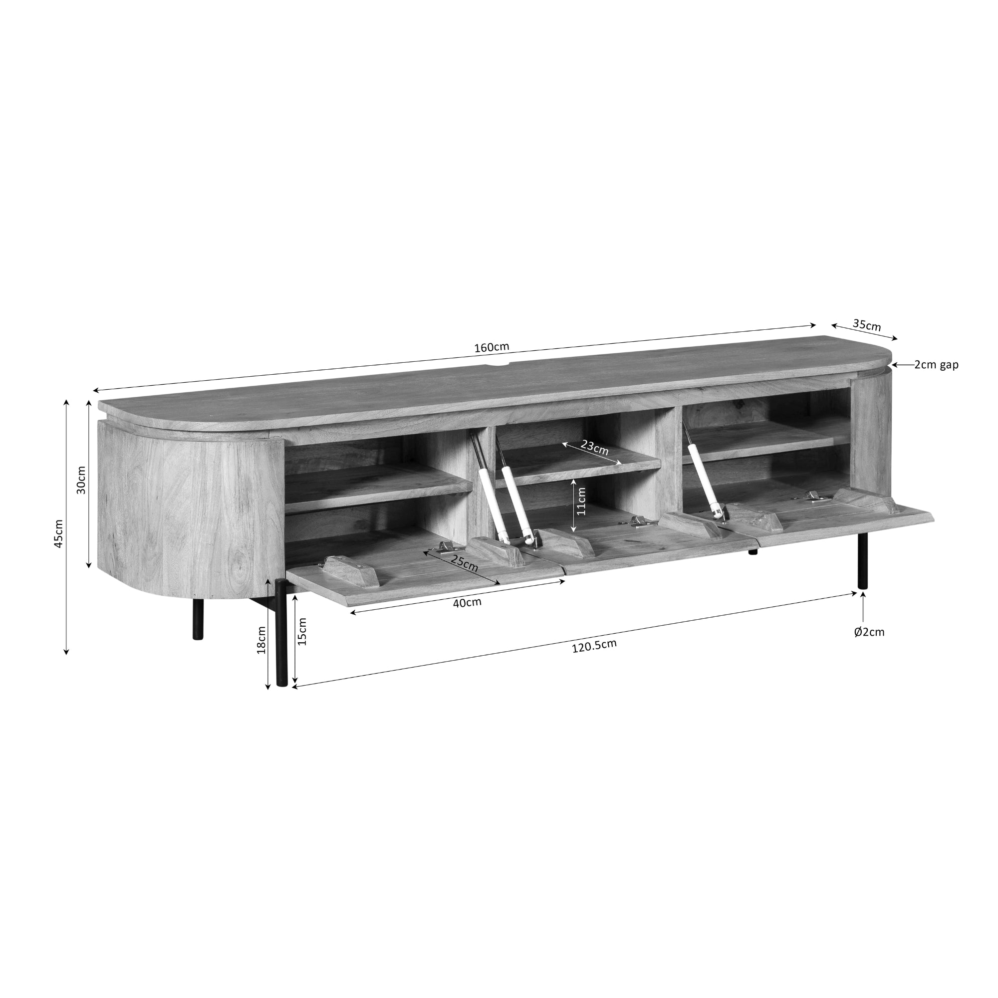 Tv meubel Excellent Taupe | 160 cm