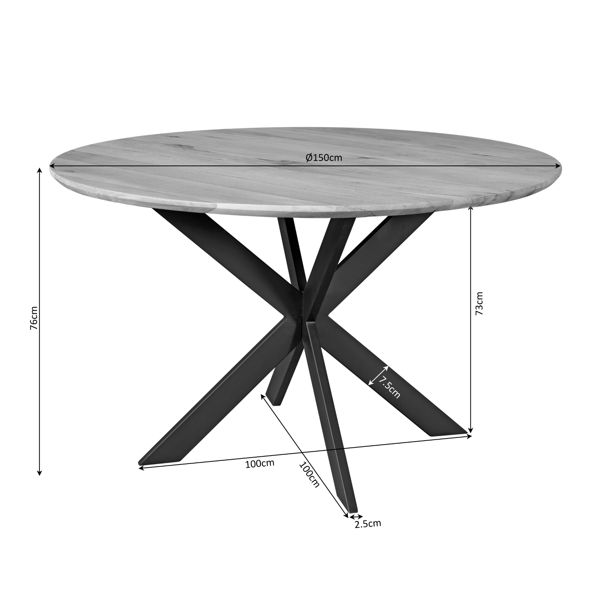 Eiken eettafel Ferris | Rond 150 cm | Naturel