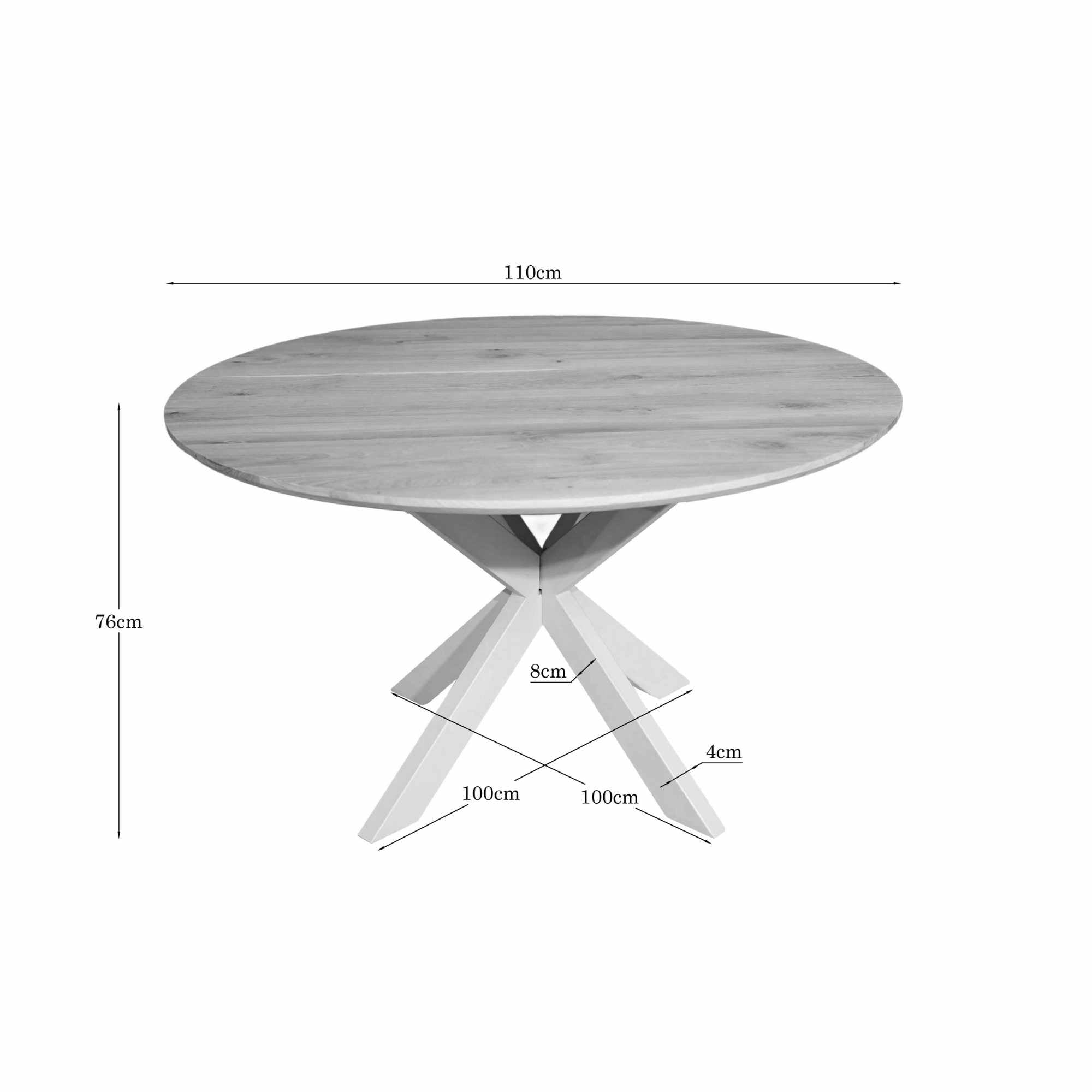 Eiken eettafel Ferris | Rond 110 cm | Naturel | Poot Sand