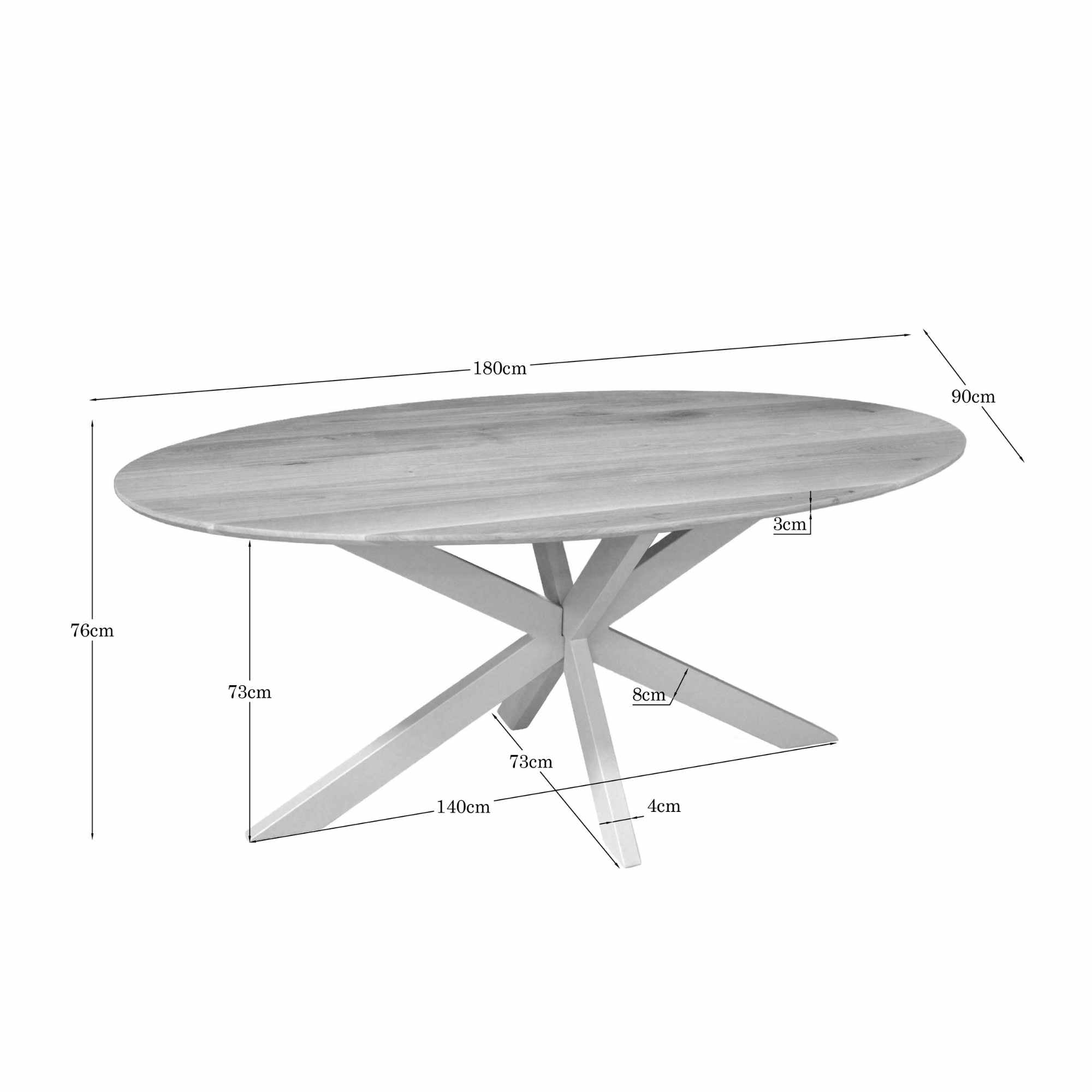 Eiken eettafel Ferris | Ovaal 180 cm | Naturel | Poot Sand