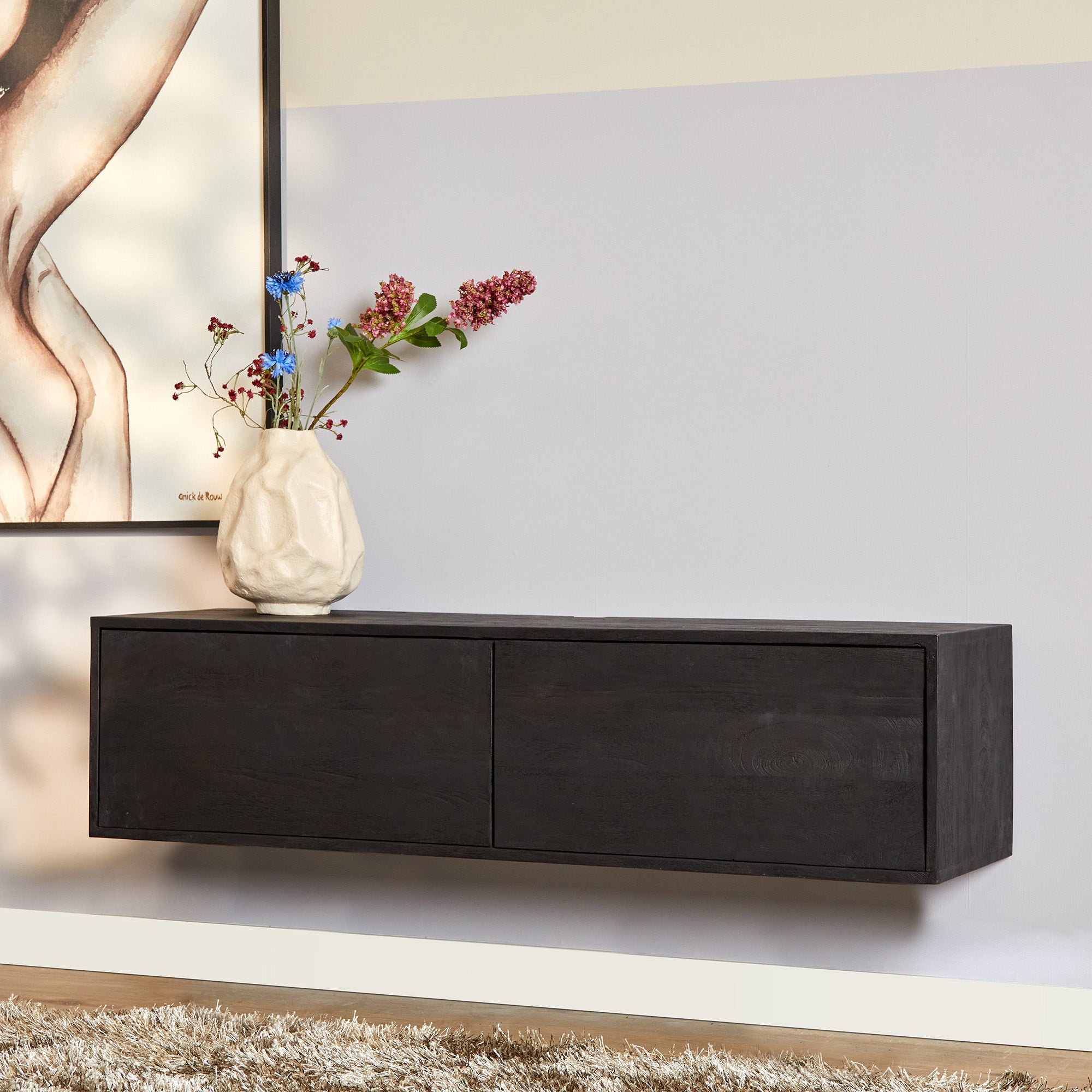 Zwevend tv meubel Vision zwart | 120 cm