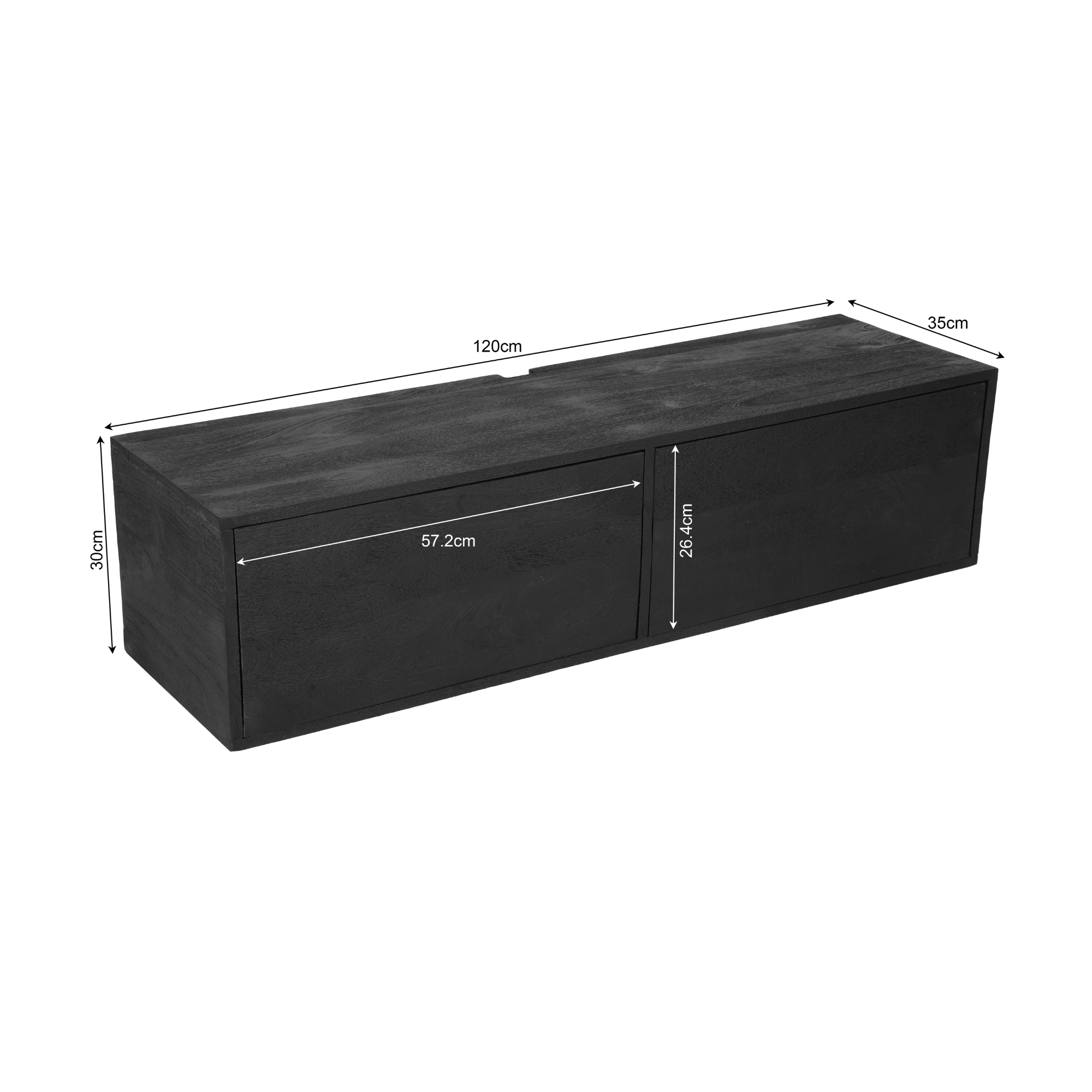 Zwevend tv meubel Vision zwart | 120 cm