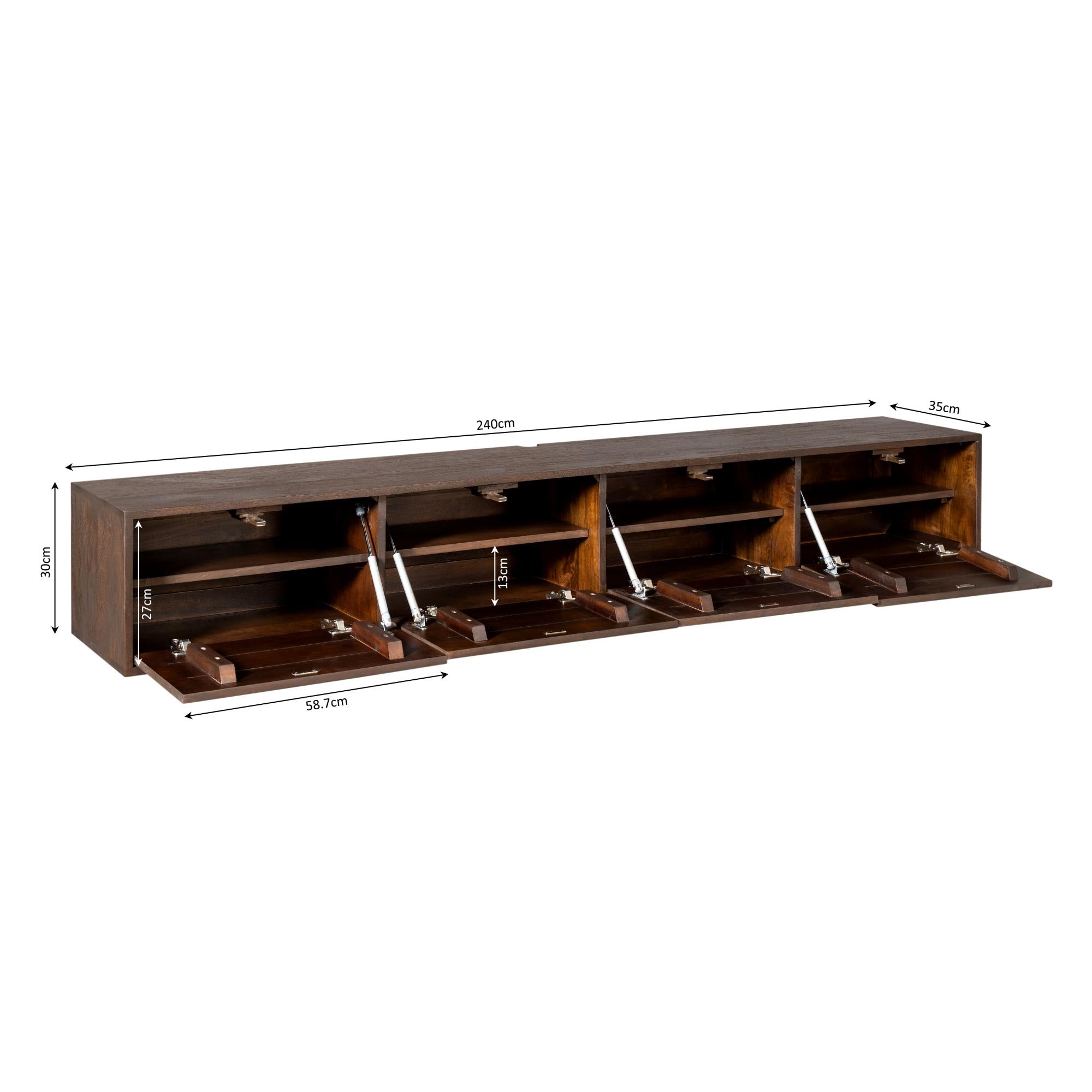 Zwevend tv meubel Vision bruin | 240 cm