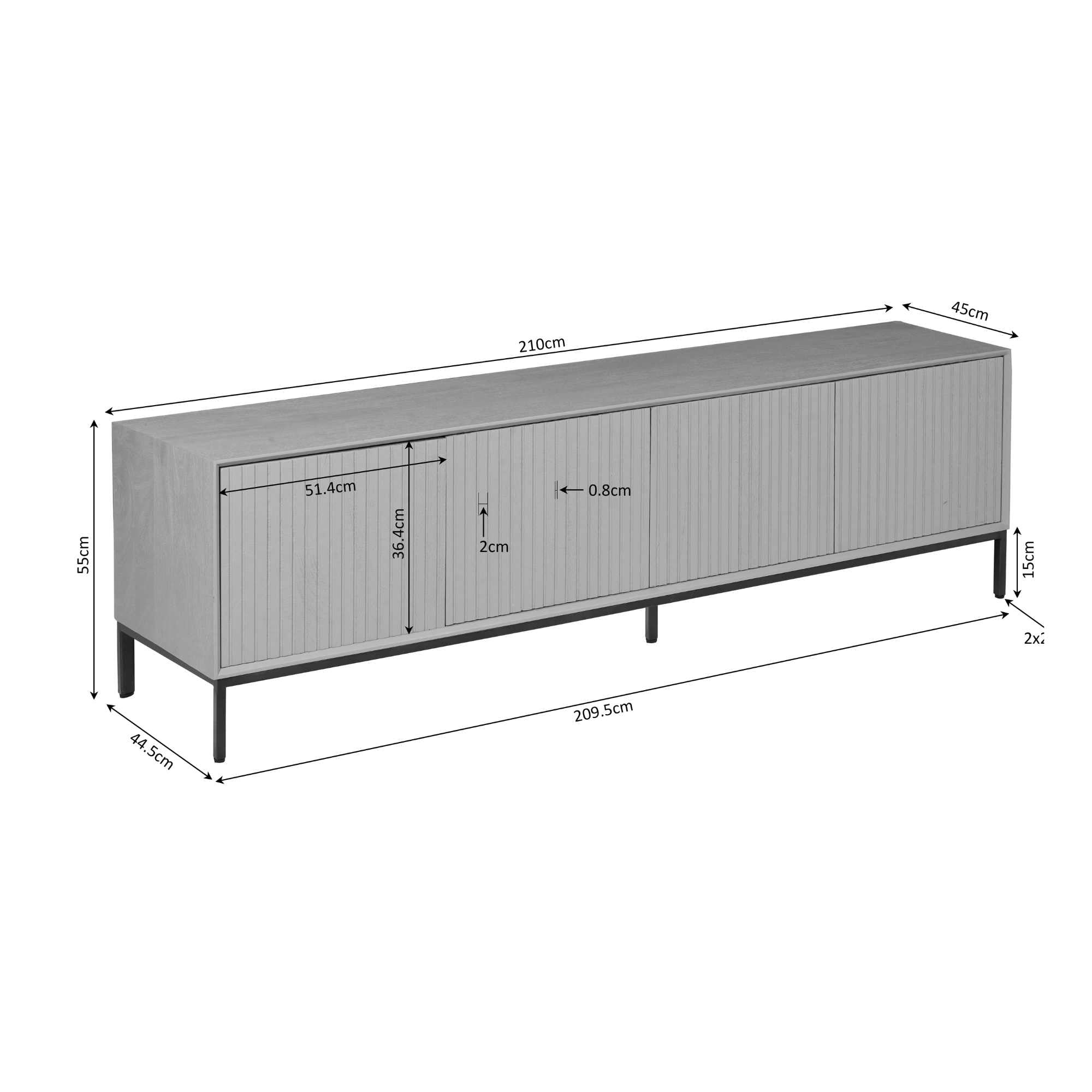 Tv meubel Madison bruin | 210 cm