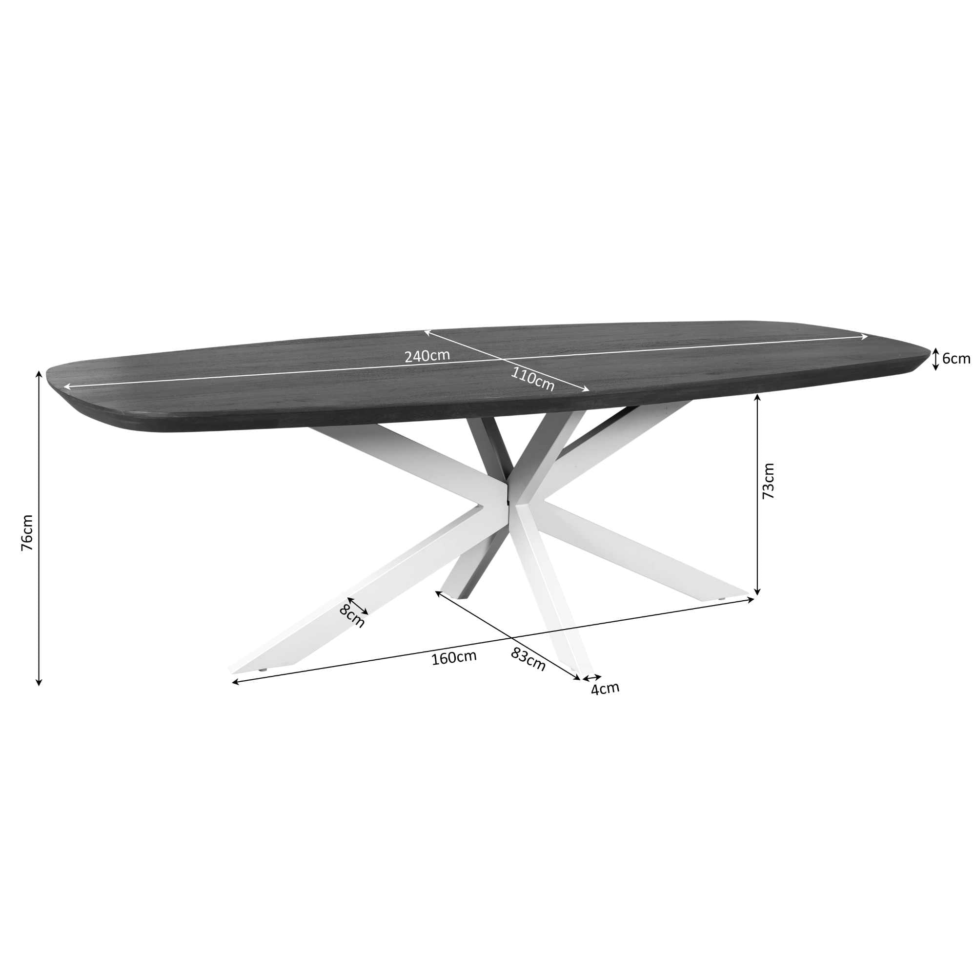 Eettafel Madison Brown | 240 cm | Deens Ovaal | Poot Sand