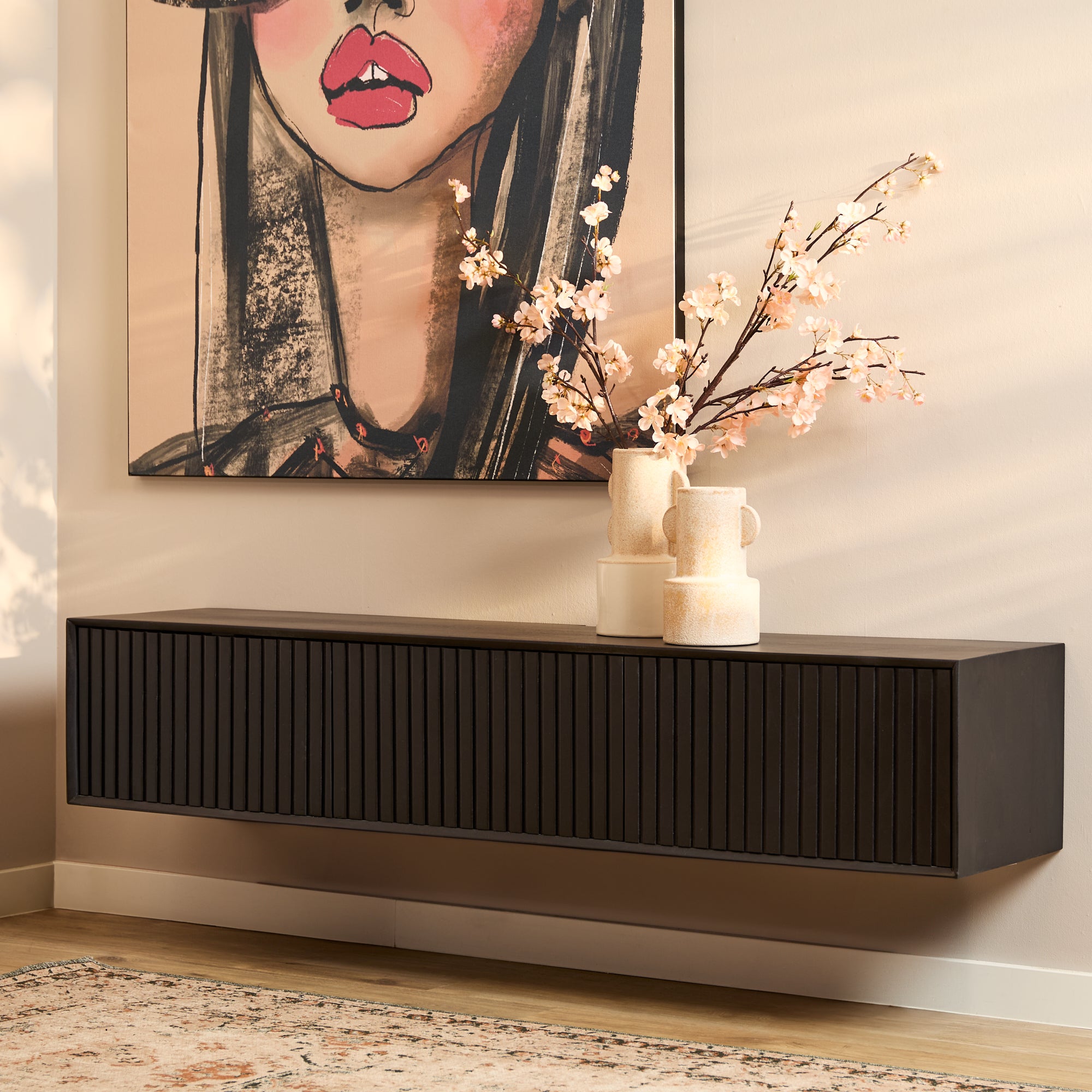 Zwevend tv meubel Madison zwart | 160 cm