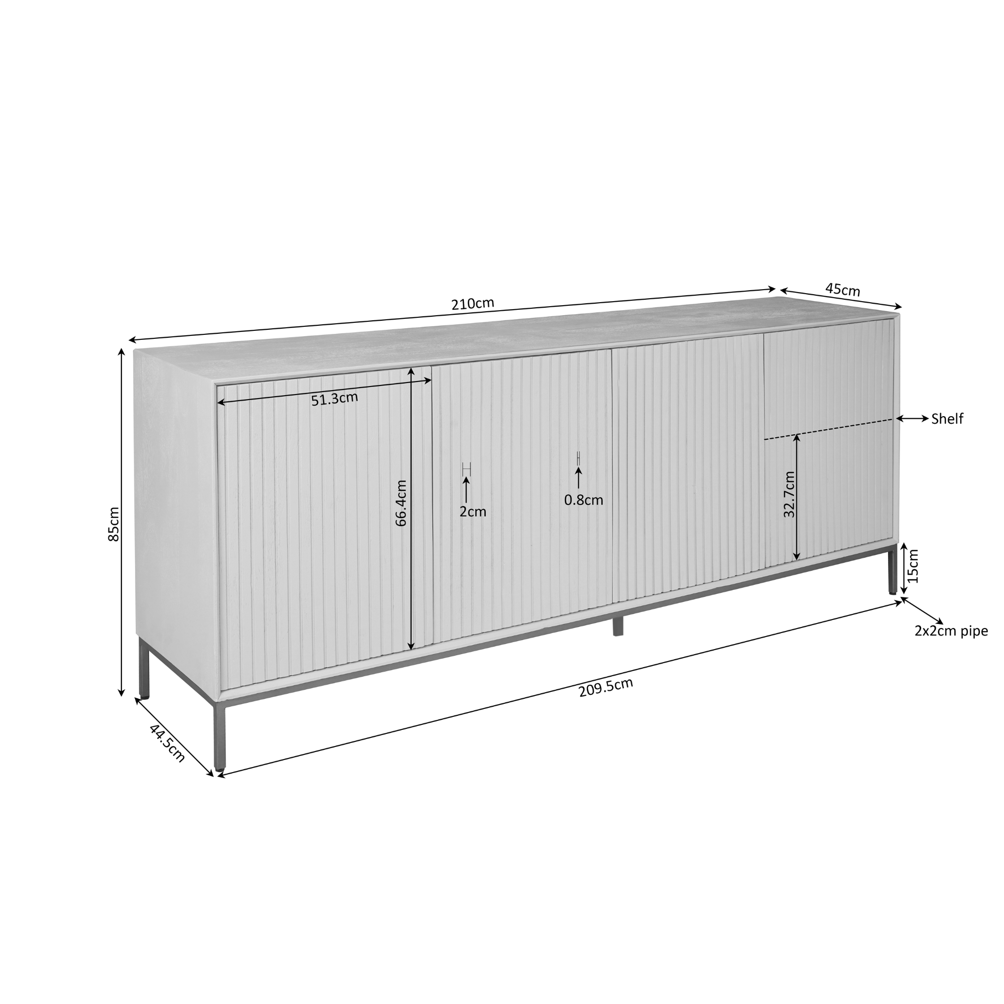 Dressoir Madison Natural | 210 cm