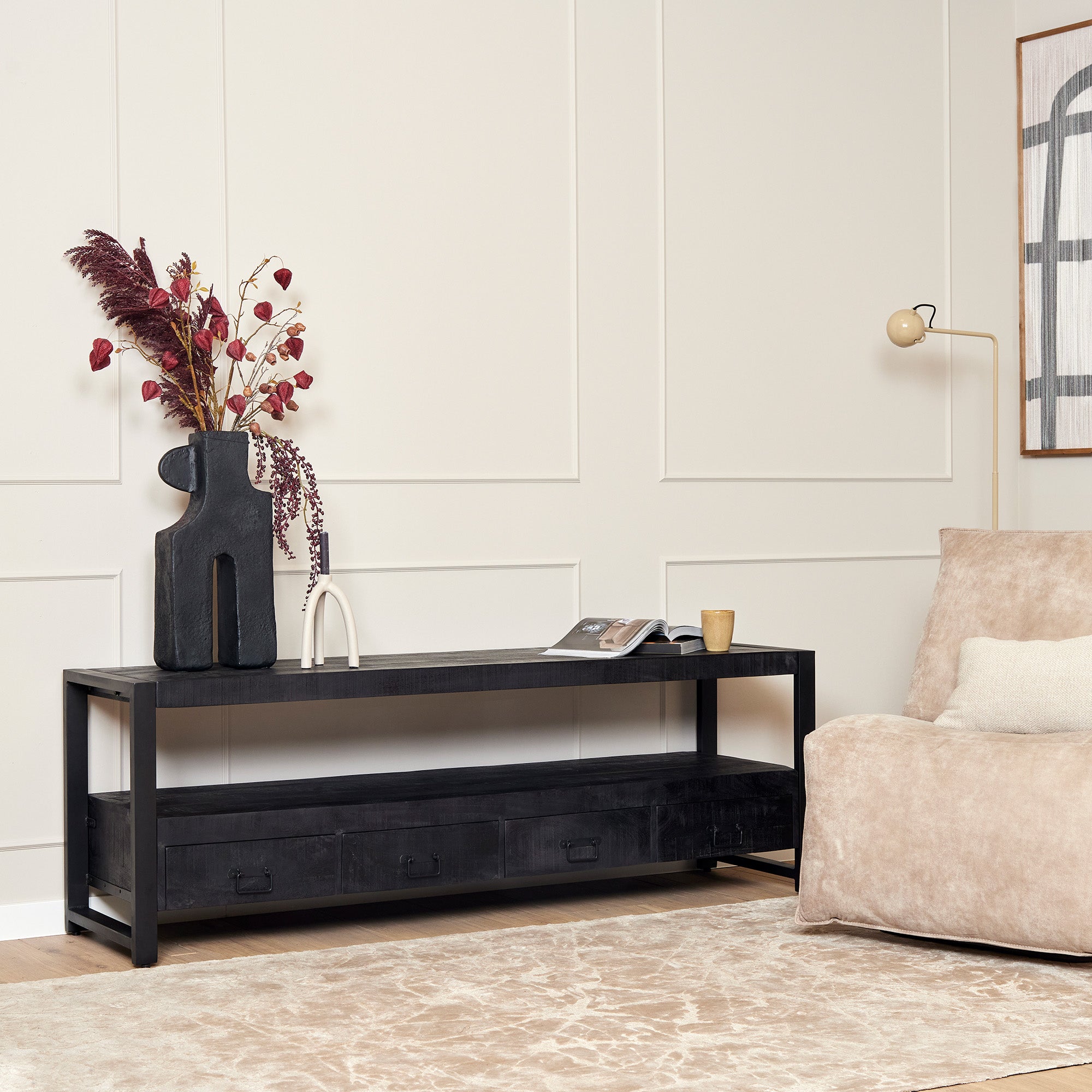 Tv meubel Boaz zwart | 180 cm