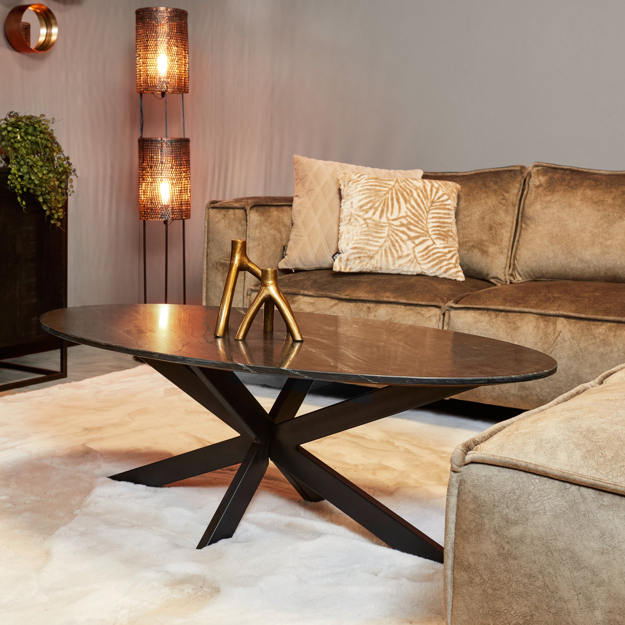 Salontafel Faye | Ovaal | Zwart marmer