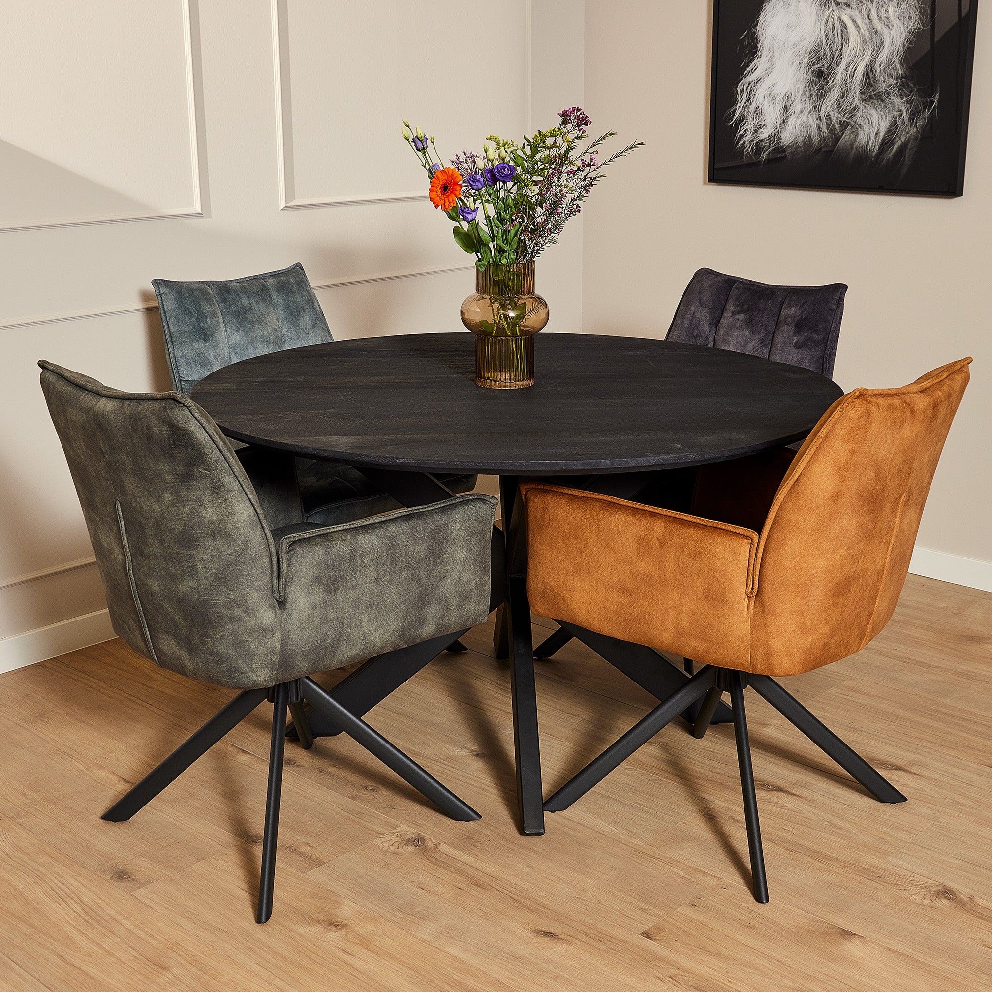 Eetkamerstoel Dani | Velvet Antraciet (set van 2)