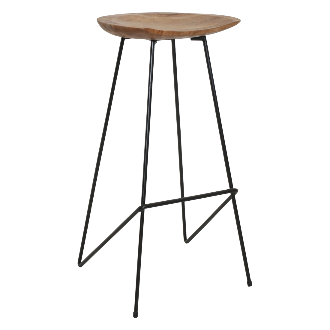 Loft teakhouten barkruk naturel - 41x42x77 cm