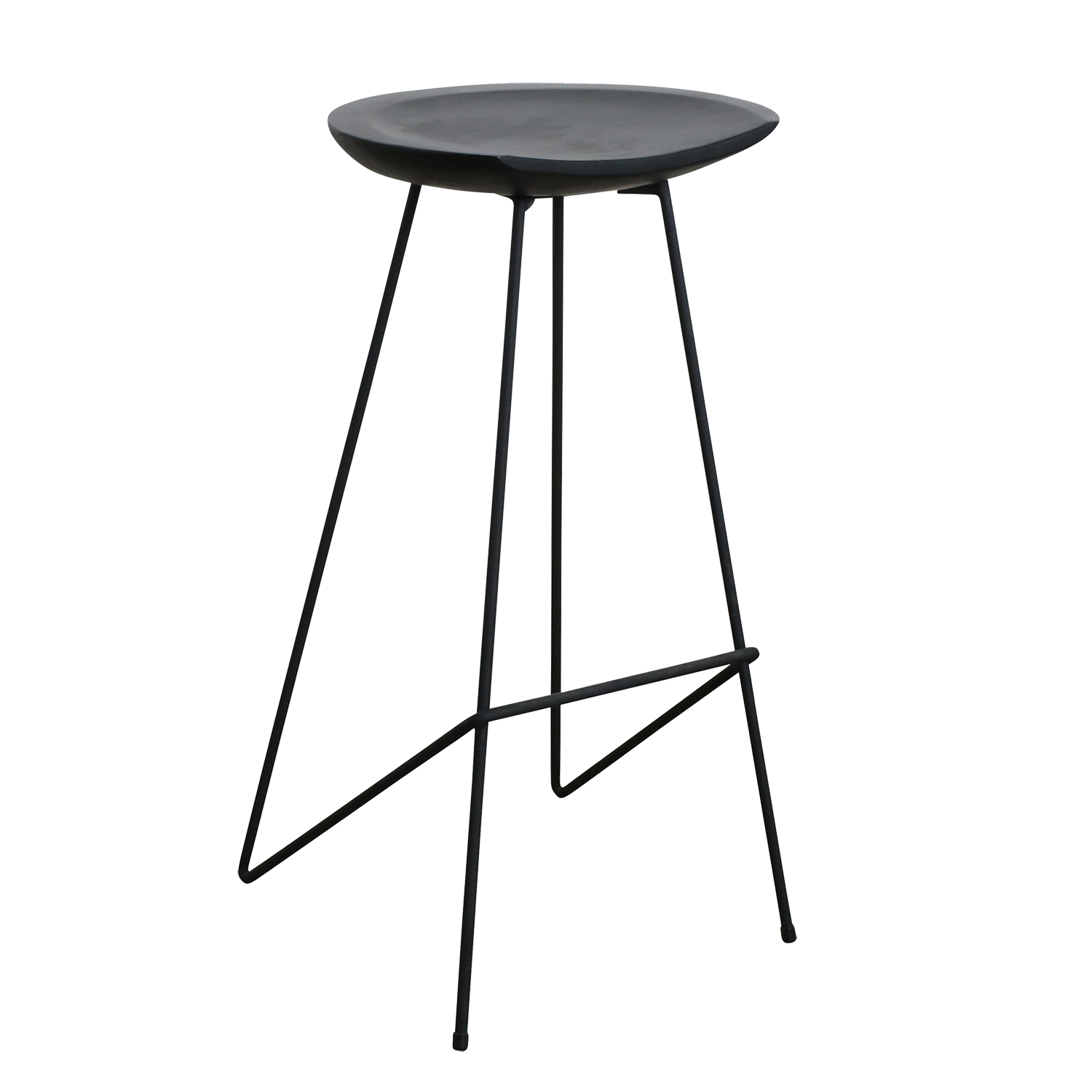 Loft teakhouten barkruk zwart - 41x42x77 cm