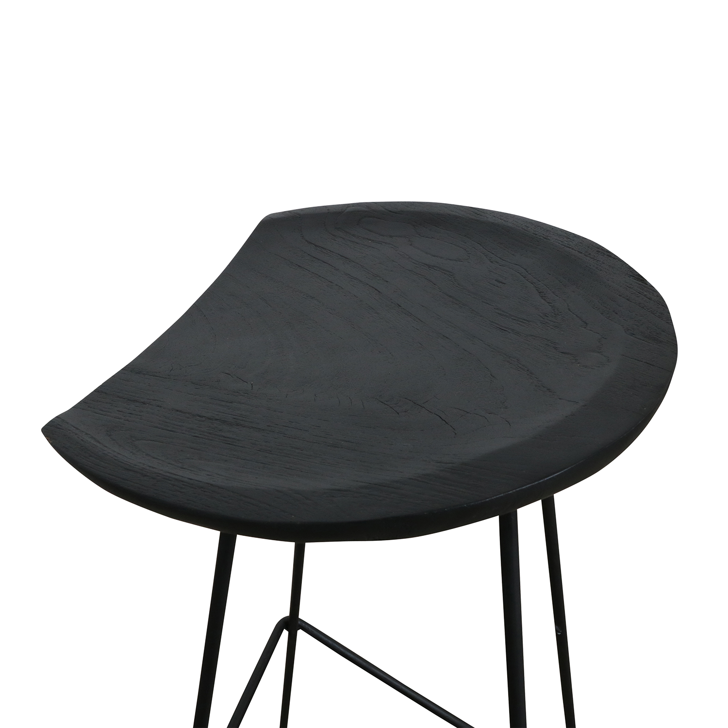 Loft teakhouten barkruk zwart - 41x42x77 cm