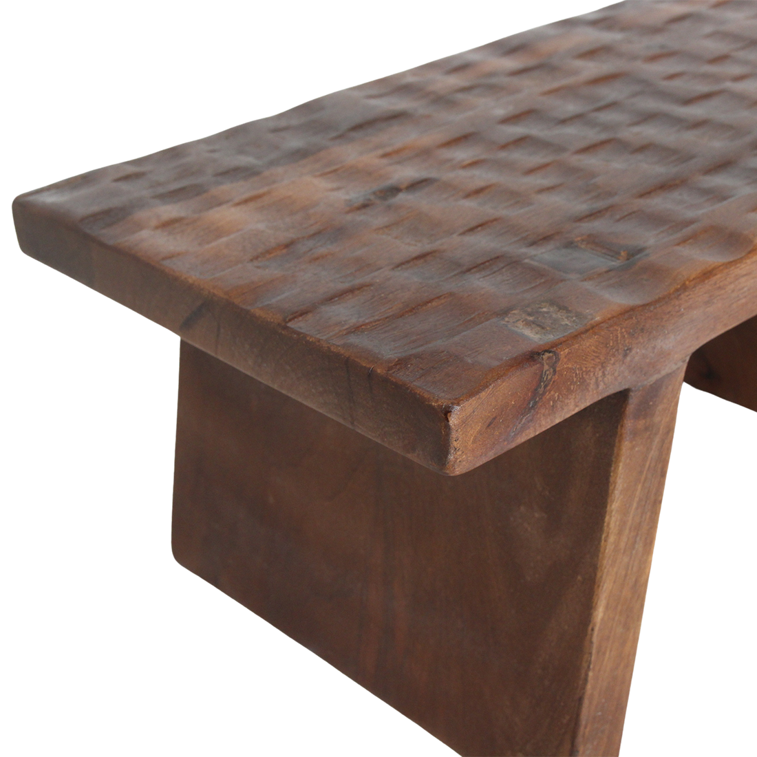 Mangohouten bijzettafel/kruk bruin - 40x25x20 cm