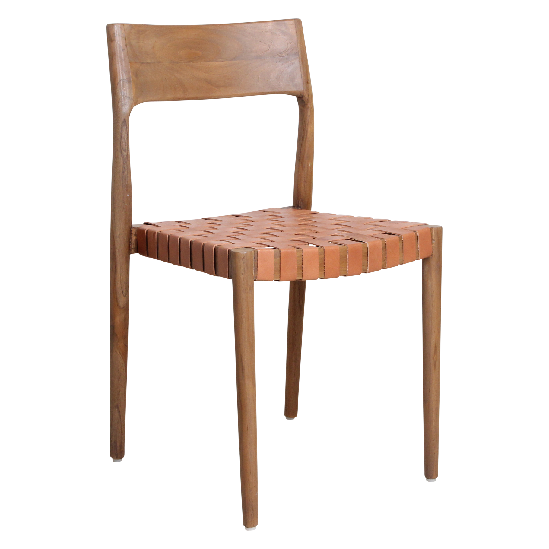 Freya teak eetkamerstoel met leer - Naturel (set van 2)