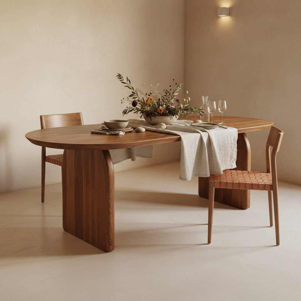 Freya teak eetkamerstoel met leer - Naturel (set van 2)