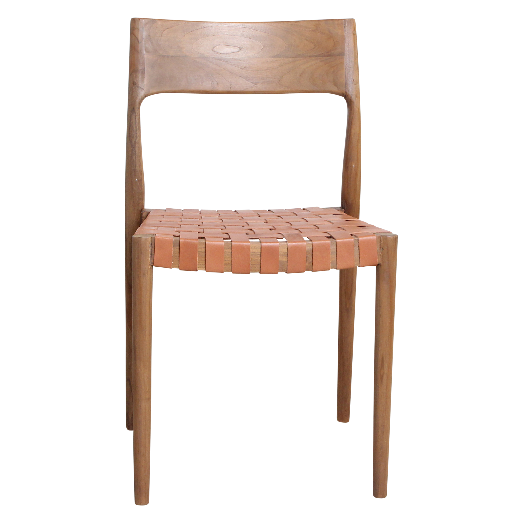 Freya teak eetkamerstoel met leer - Naturel (set van 2)