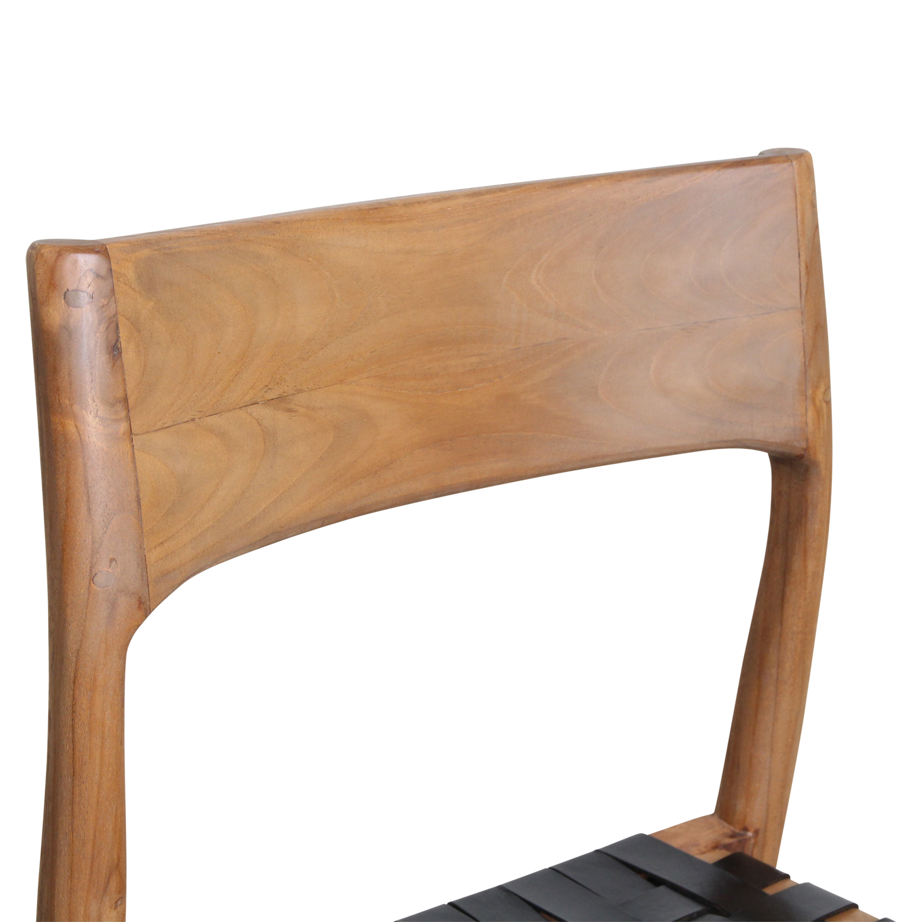 Freya teak eetkamerstoel met leer - Zwart (set van 2)