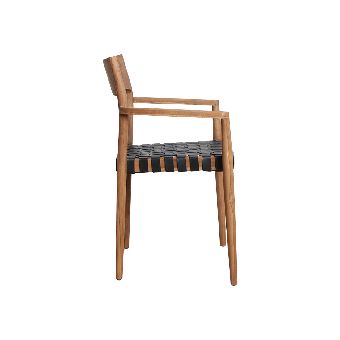 Freya teak eetkamerstoel met armleuning - Zwart (set van 2)
