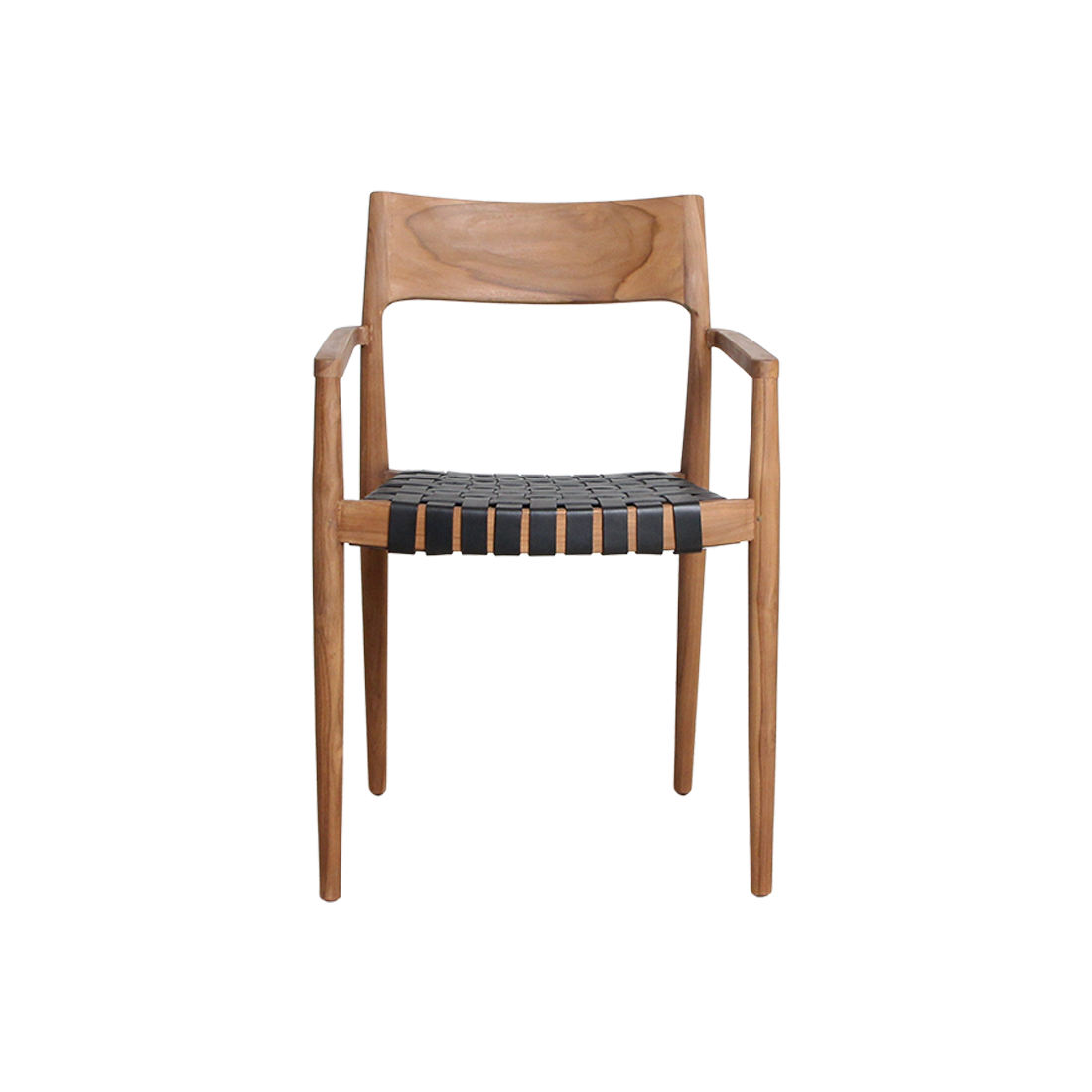 Freya teak eetkamerstoel met armleuning - Zwart (set van 2)