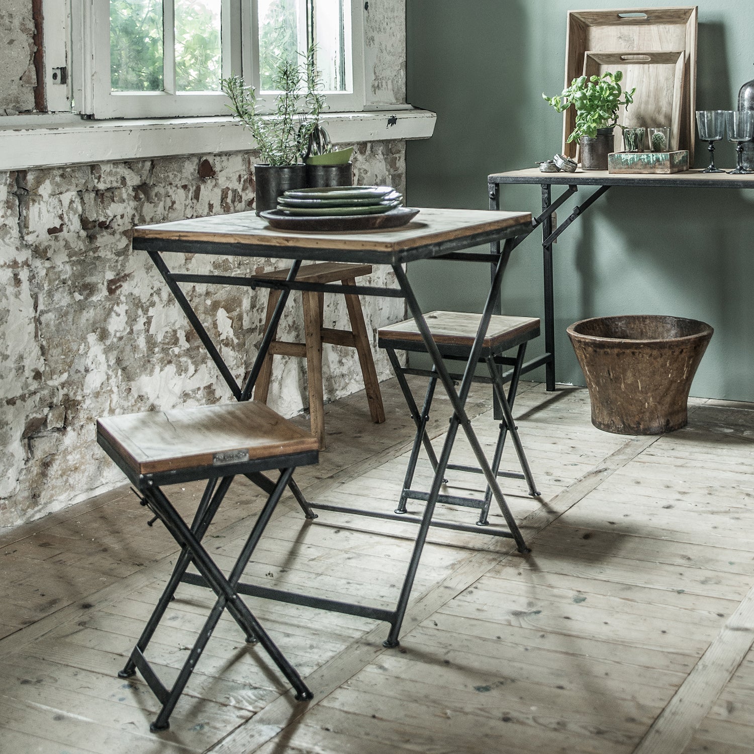 Factory inklapbare tafel - FSC-gerecycled hout - 60x60x76 cm