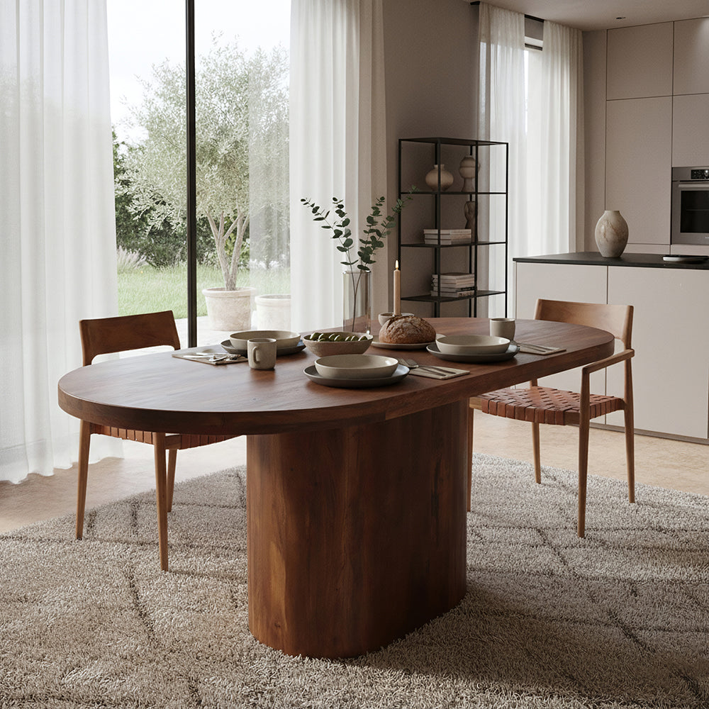 Bullnose Oblong mangohouten eettafel ovaal - 180 cm
