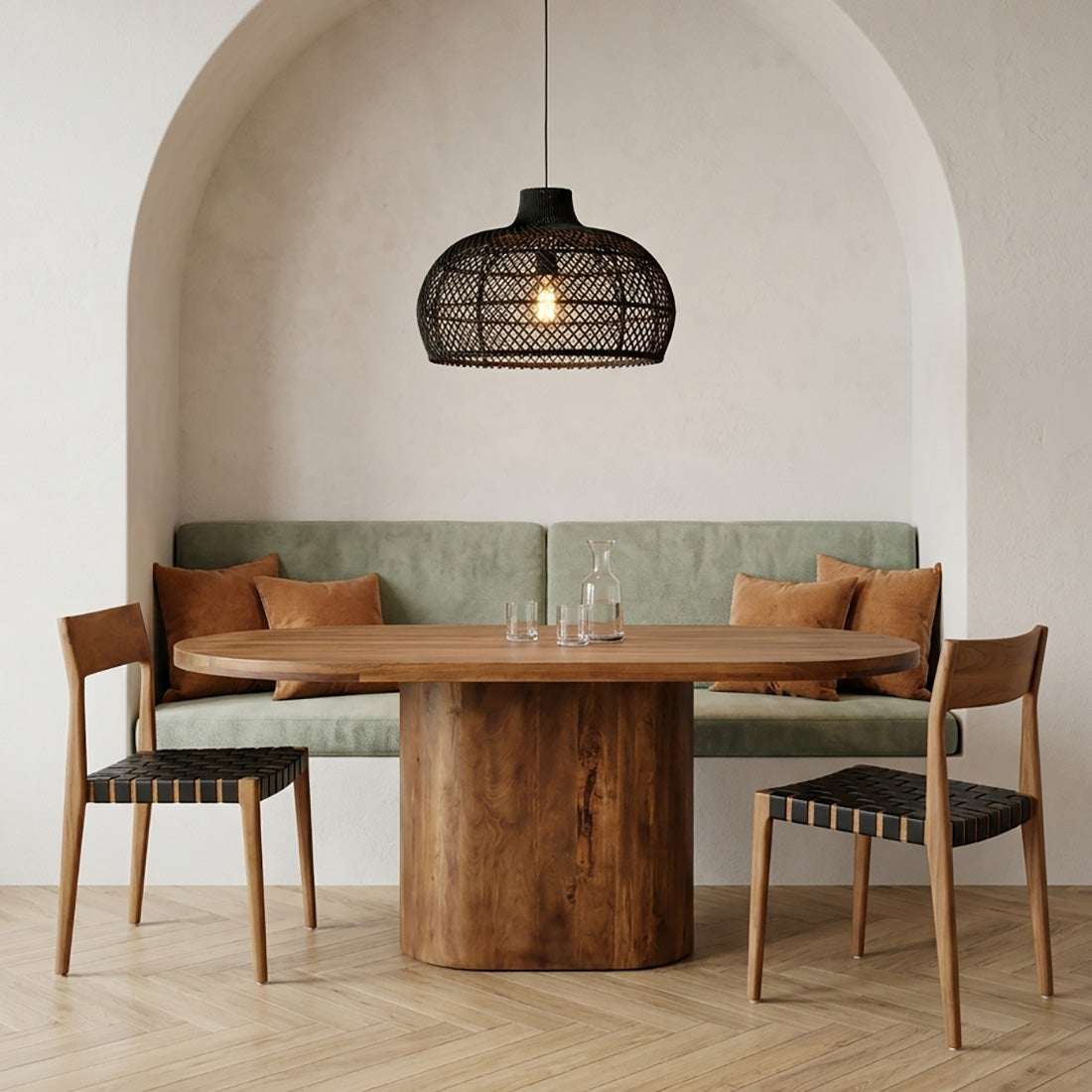 Bullnose Oblong mangohouten eettafel ovaal - 200 cm