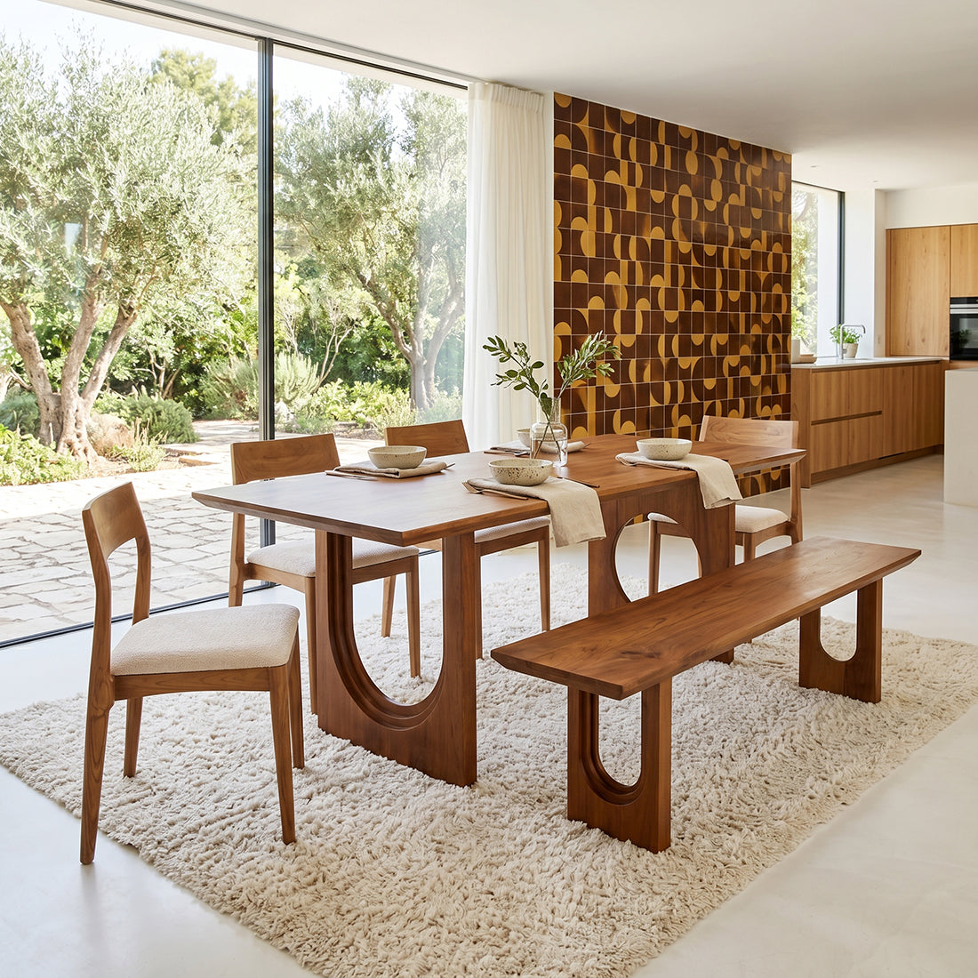 Bullnose Chamfered Mix mangohouten eettafel  - 180 cm