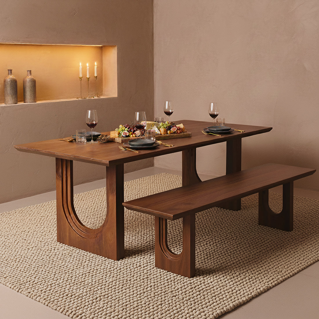 Bullnose Chamfered Arch mangohouten eettafel  - 200 cm