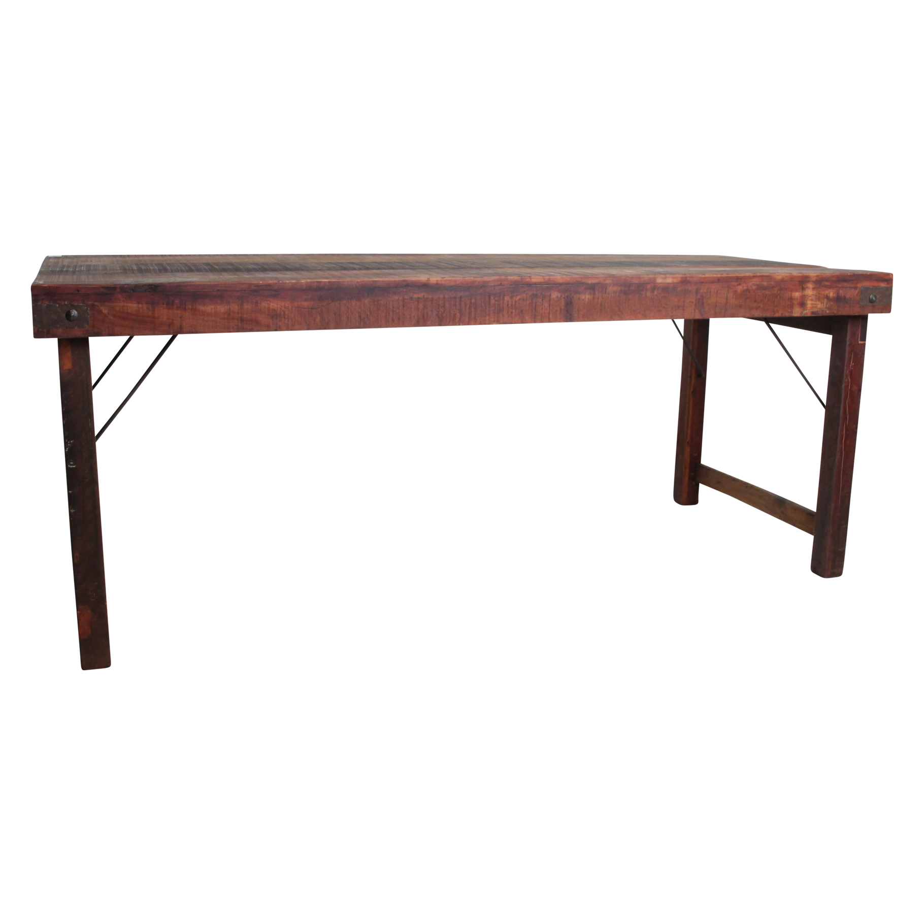 Inklapbare vintage eettafel XL - Gerecycled hout - 190x80x76 cm