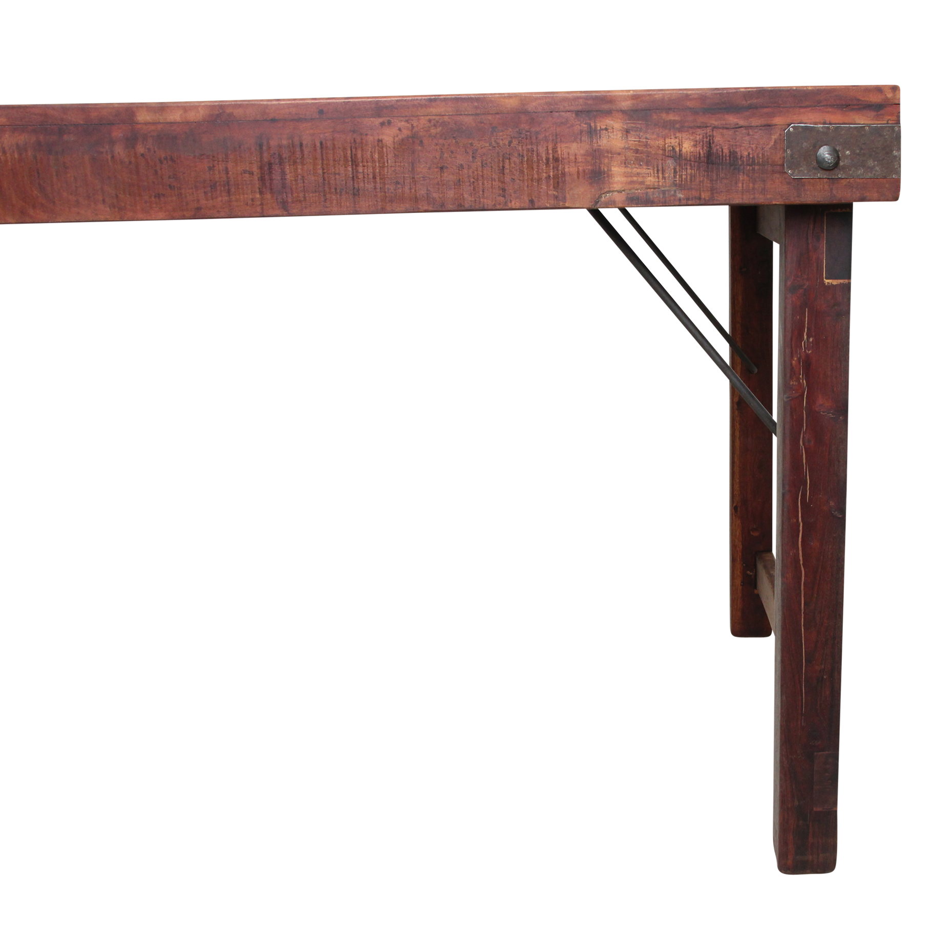 Inklapbare vintage eettafel XL - Gerecycled hout - 190x80x76 cm