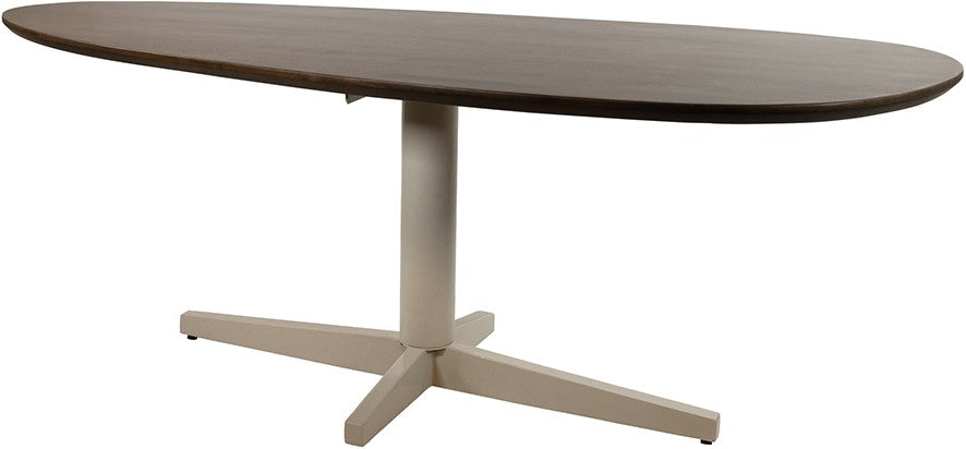 Eetkamertafel 160, organisch, poot Beige, Mango Brown Walnut