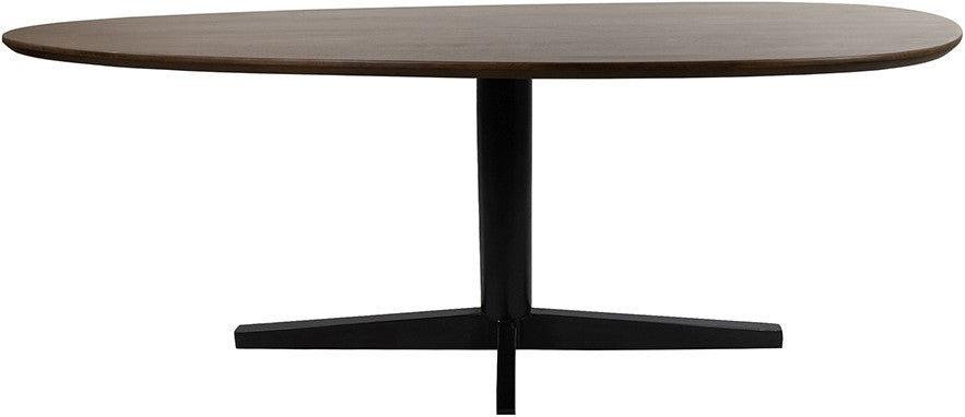 Eetkamertafel 160, organisch, poot Black, Mango Brown Walnut